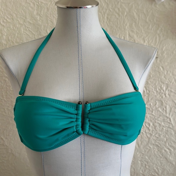 Dippin’ Daisy’s Bandeau Halter Bikini Swim Top Green Blue - Picture 1 of 8